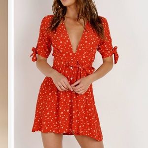 Faithfull the Brand Red Floral Mini Dress